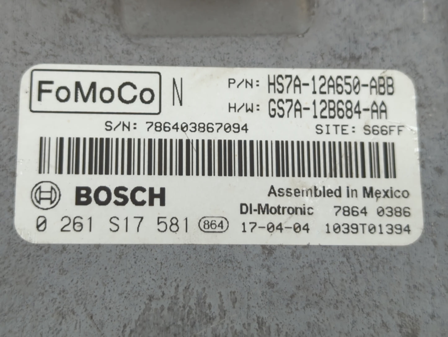 2017-2019 Ford Fusion PCM Engine Control Computer ECU ECM PCU OEM P/N:KS7A-12A650-BCA HS7A-12A650-ABB Fits Fits 2017 2018 20
