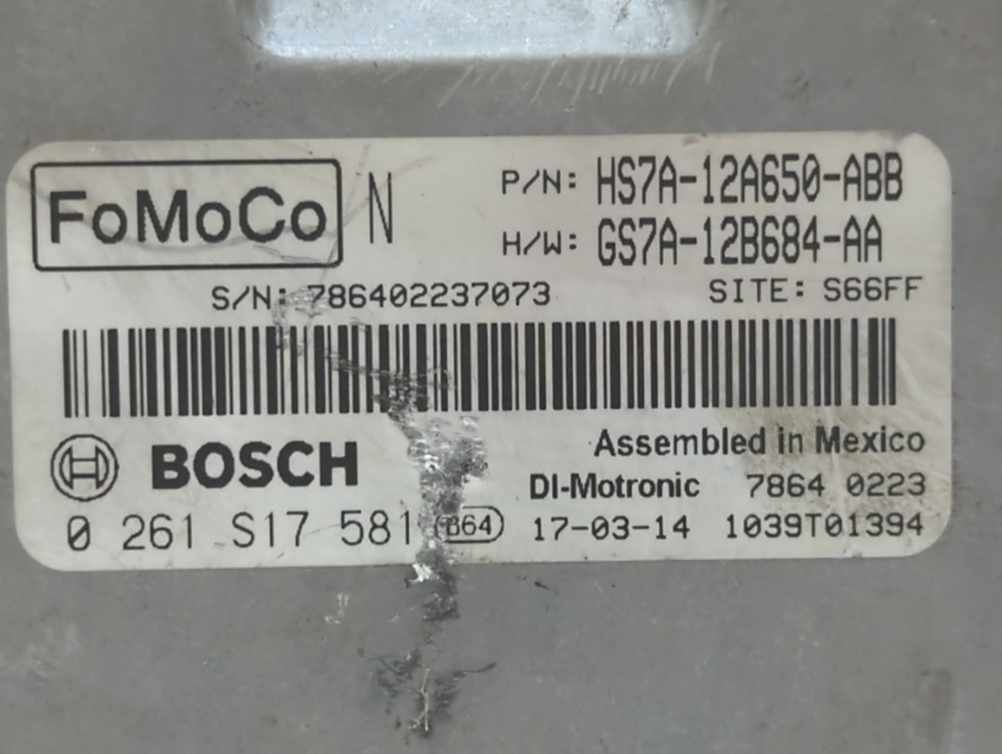2017-2019 Ford Fusion PCM Engine Control Computer ECU ECM PCU OEM P/N:KS7A-12A650-BCA HS7A-12A650-ABB Fits Fits 2017 2018 20