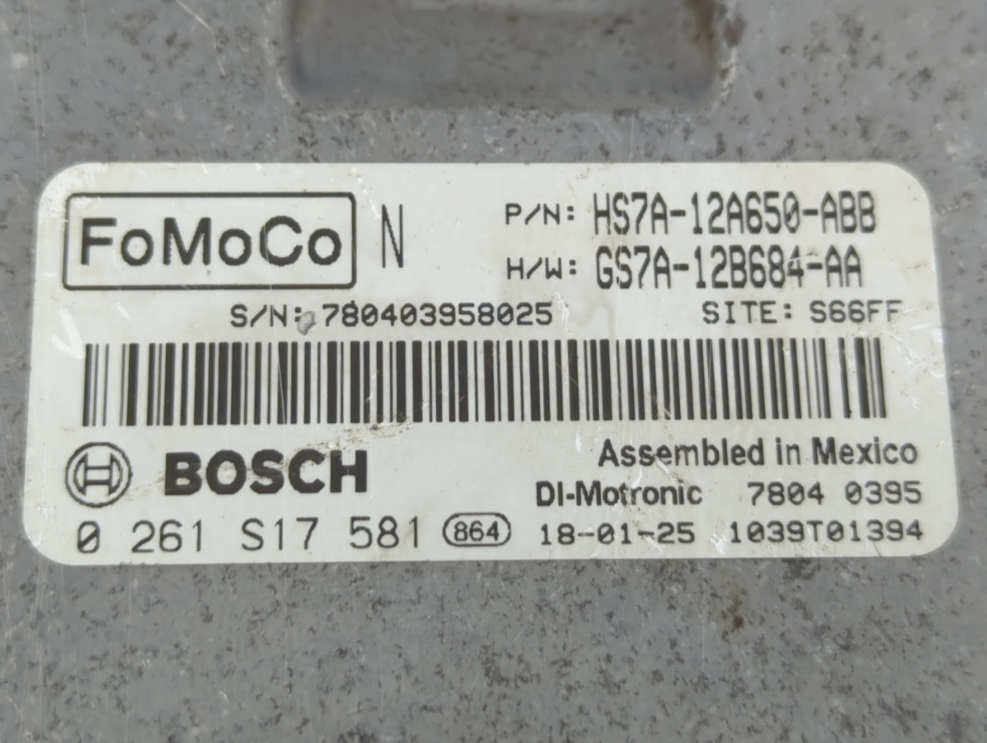 2017-2019 Ford Fusion PCM Engine Control Computer ECU ECM PCU OEM P/N:GS7A-12B684-AA HS7A-12A650-ABB Fits Fits 2017 2018 201