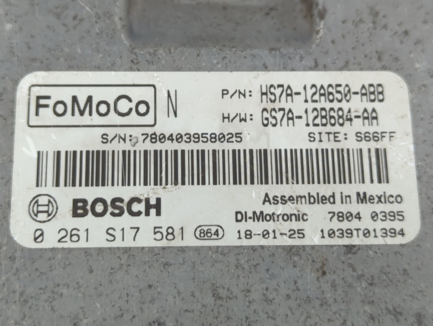 2017-2019 Ford Fusion PCM Engine Control Computer ECU ECM PCU OEM P/N:GS7A-12B684-AA HS7A-12A650-ABB Fits Fits 2017 2018 201
