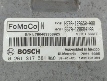 2017-2019 Ford Fusion PCM Engine Control Computer ECU ECM PCU OEM P/N:GS7A-12B684-AA HS7A-12A650-ABB Fits Fits 2017 2018 2019 OEM Used Auto Parts