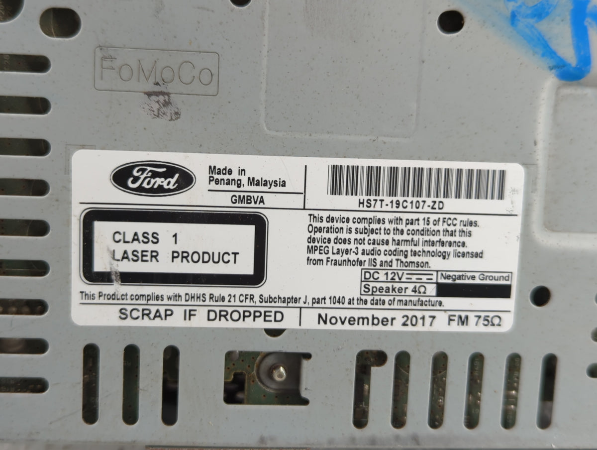 2017-2020 Ford Fusion Am Fm Cd Player Radio Receiver 510423 - Oemusedautoparts1.com