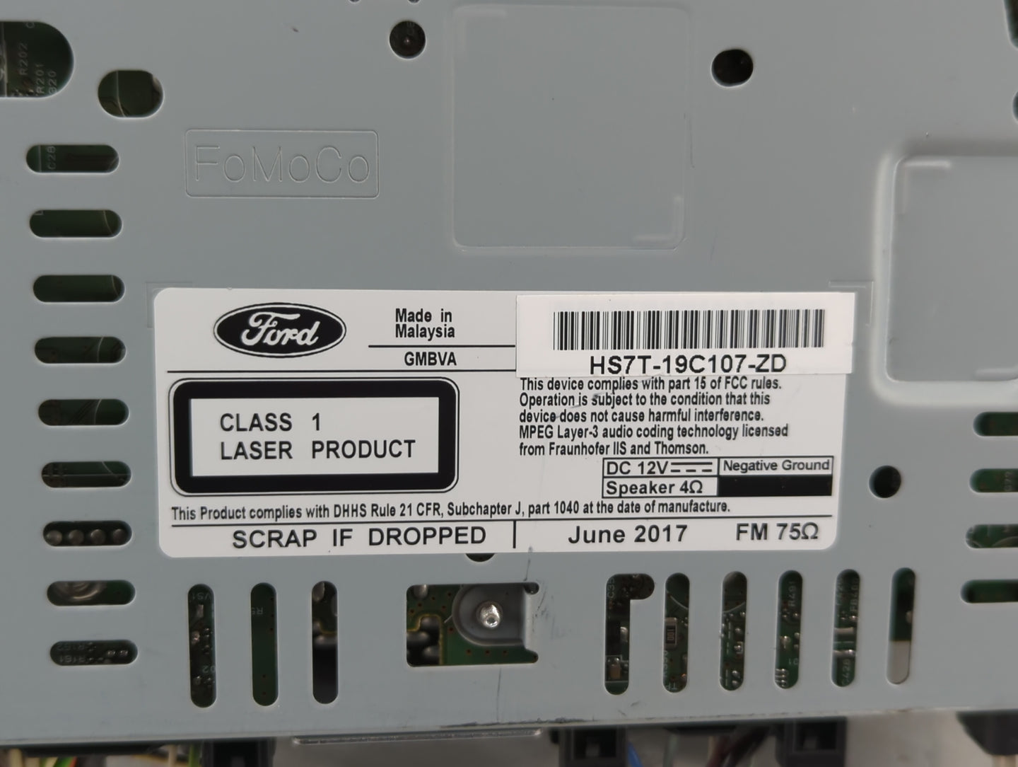 2017-2020 Ford Fusion Radio AM FM Cd Player Receiver Replacement P/N:HS7T-19C107-ZD Fits Fits 2017 2018 2019 2020 OEM Used A