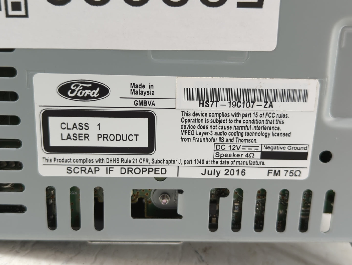 2017-2020 Ford Fusion Radio AM FM Cd Player Receiver Replacement P/N:HS7T-19C107-ZA Fits Fits 2017 2018 2019 2020 OEM Used A