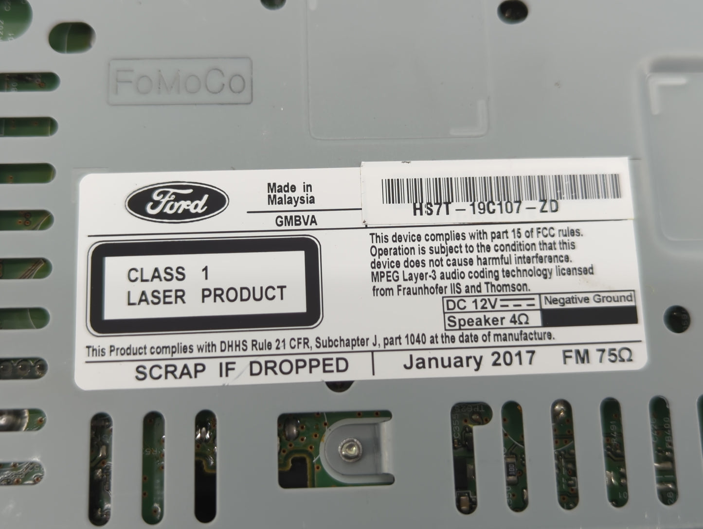 2017-2020 Ford Fusion Radio AM FM Cd Player Receiver Replacement P/N:HS7T-19C107-ZD Fits Fits 2017 2018 2019 2020 OEM Used A