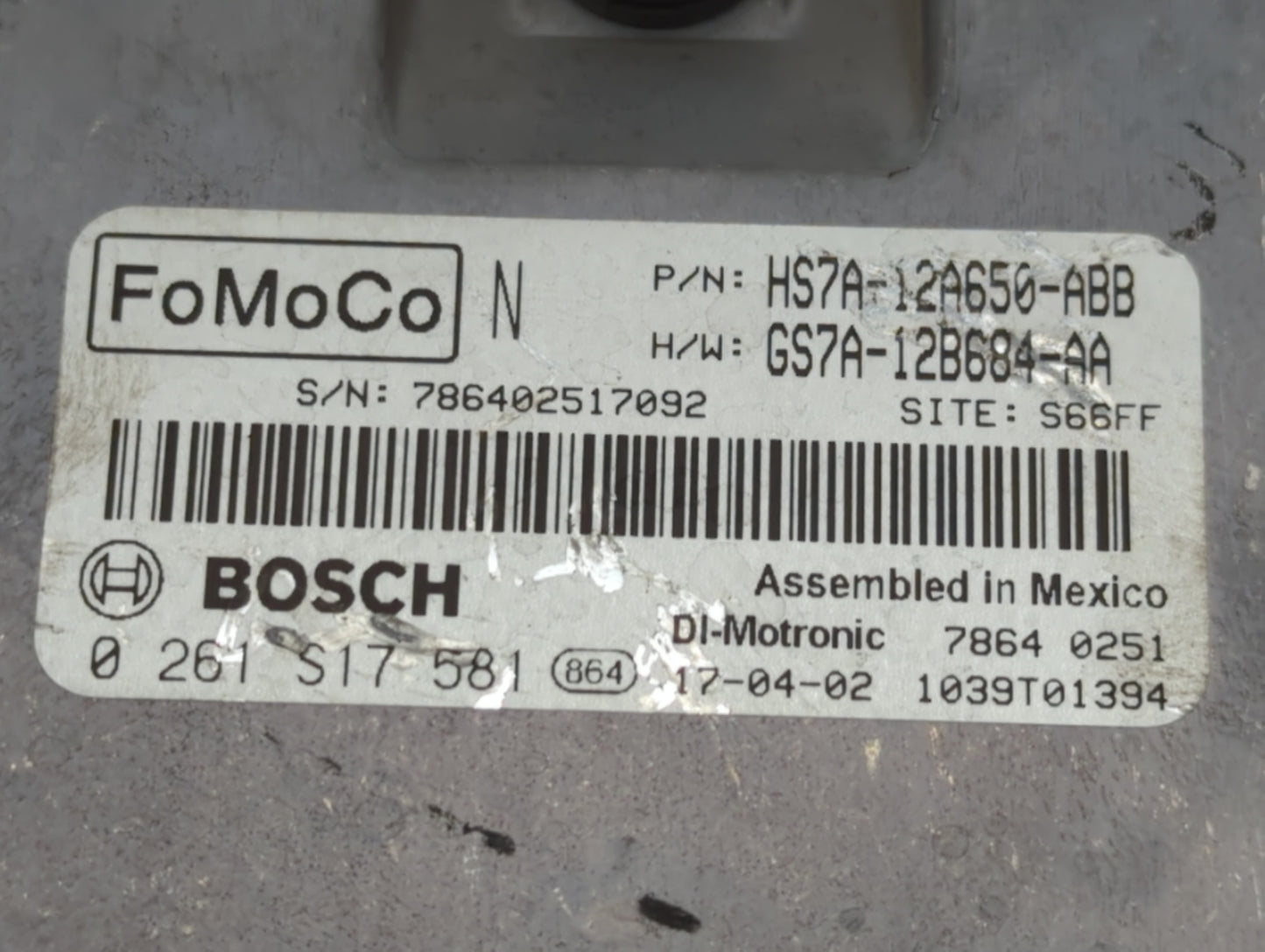 2017-2019 Ford Fusion PCM Engine Control Computer ECU ECM PCU OEM P/N:GS7A-12B684-AA HS7A-12A650-ABB Fits Fits 2017 2018 201