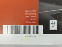 2017 Ford Fusion Owners Manual Book Guide P/N:HE5J 19A321 AB OEM Used Auto Parts - Oemusedautoparts1.com