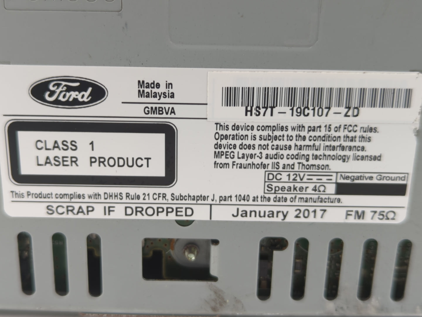 2017-2020 Ford Fusion Am Fm Cd Player Radio Receiver - Oemusedautoparts1.com