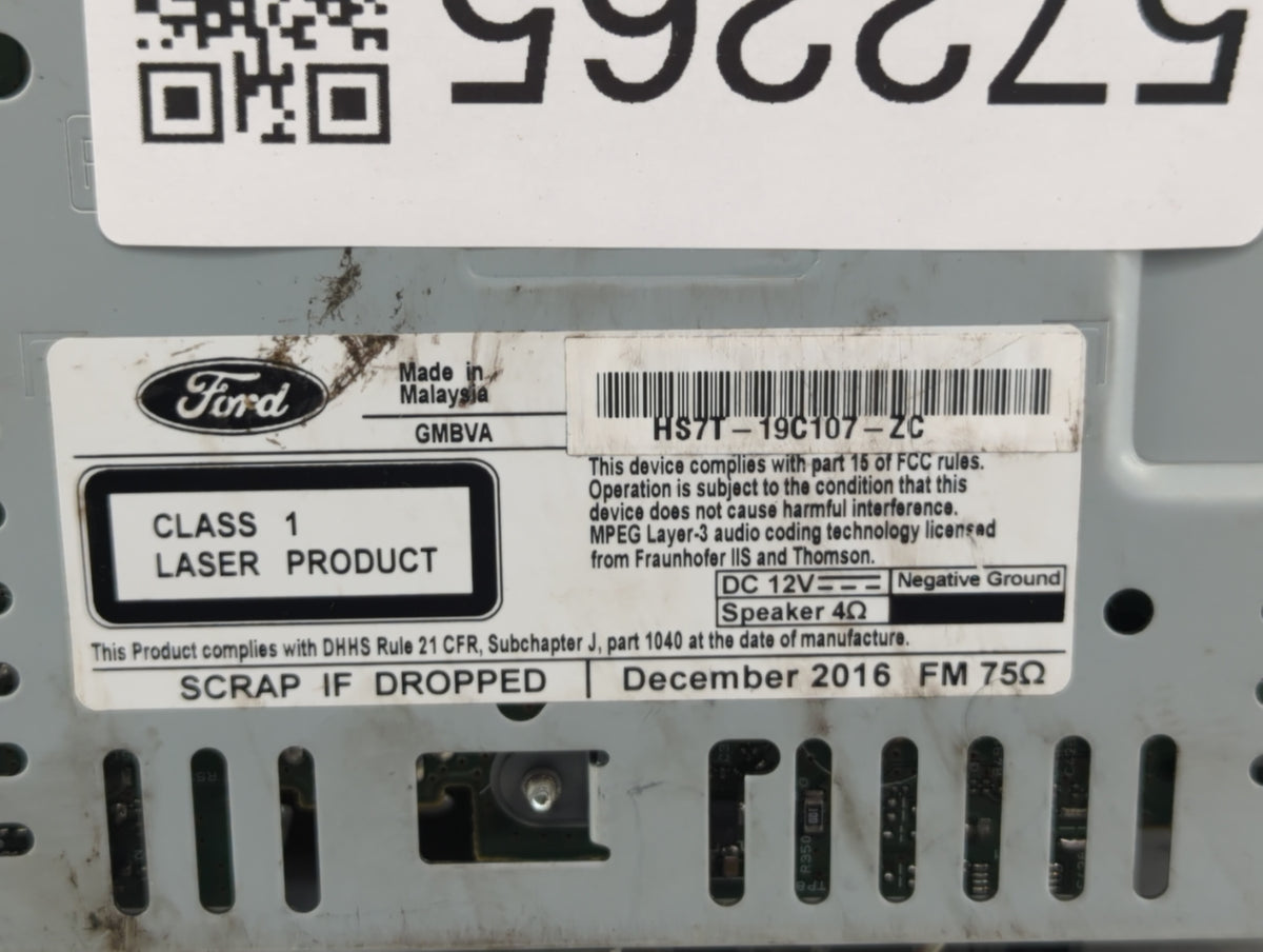 2017-2020 Ford Fusion Am Fm Cd Player Radio Receiver 572265 - Oemusedautoparts1.com