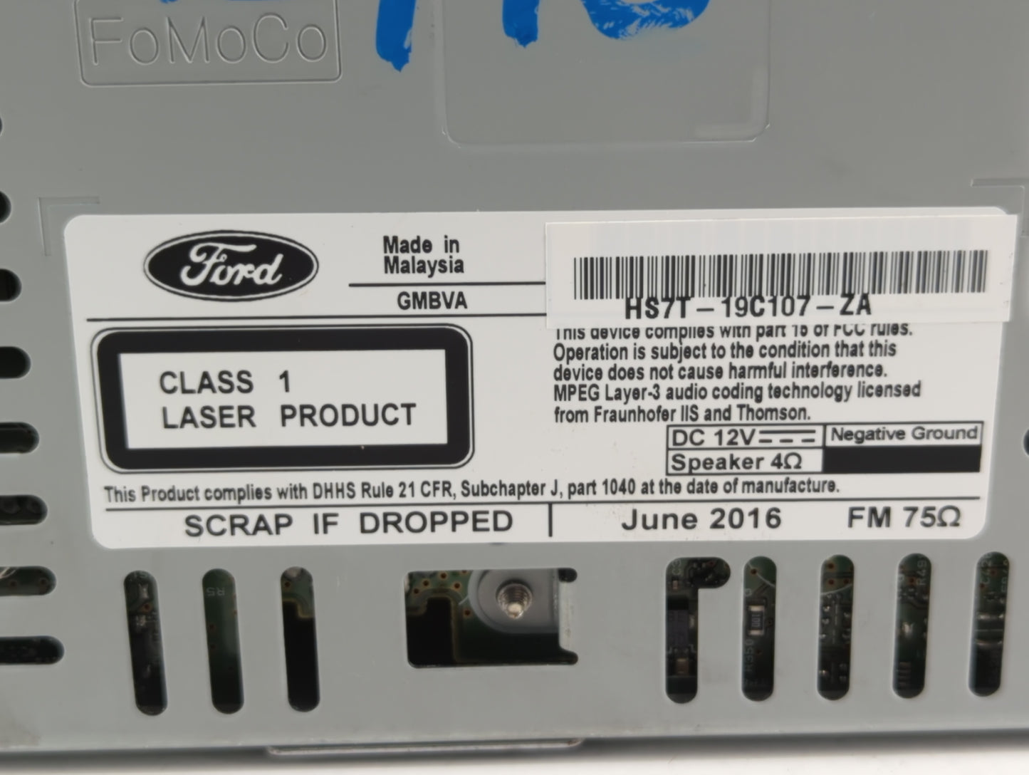 2017 Ford Fusion Radio AM FM Cd Player Receiver Replacement P/N:HS7T-19C107-ZA Fits OEM Used Auto Parts - Oemusedautoparts1.