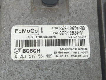 2017-2019 Ford Fusion PCM Engine Control Computer ECU ECM PCU OEM P/N:HS7A-12A650-ABB Fits Fits 2017 2018 2019 OEM Used Auto Parts