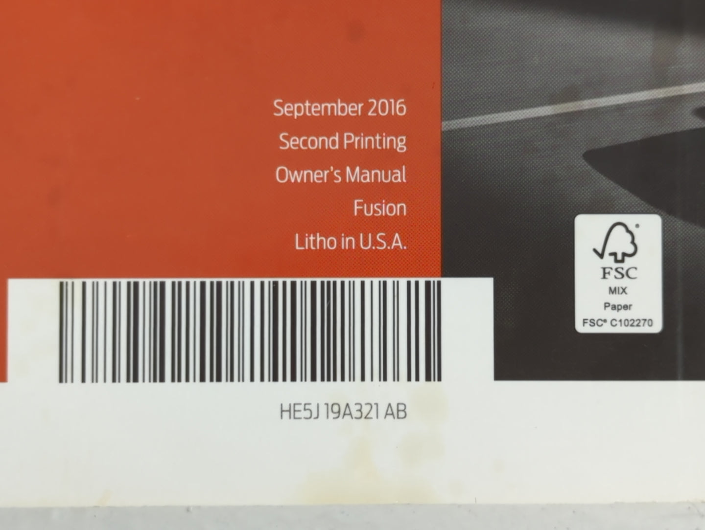2017 Ford Fusion Owners Manual Book Guide P/N:HE5J 19A321 AB OEM Used Auto Parts - Oemusedautoparts1.com