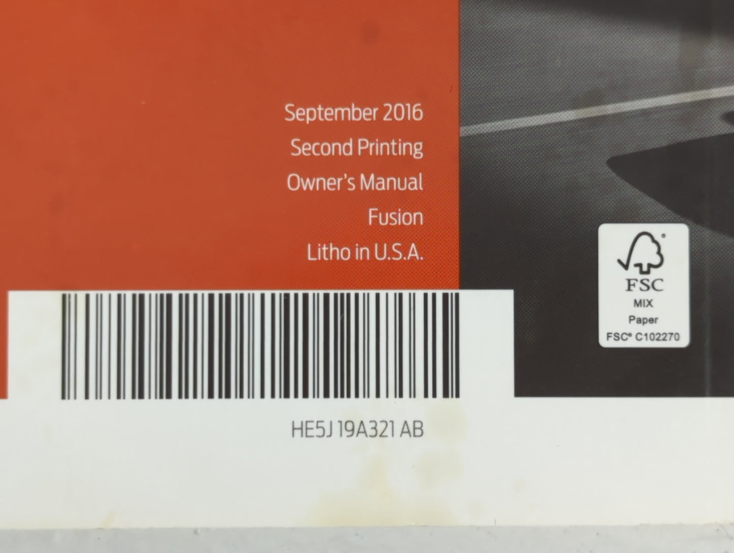 2017 Ford Fusion Owners Manual Book Guide P/N:HE5J 19A321 AB OEM Used Auto Parts - Oemusedautoparts1.com