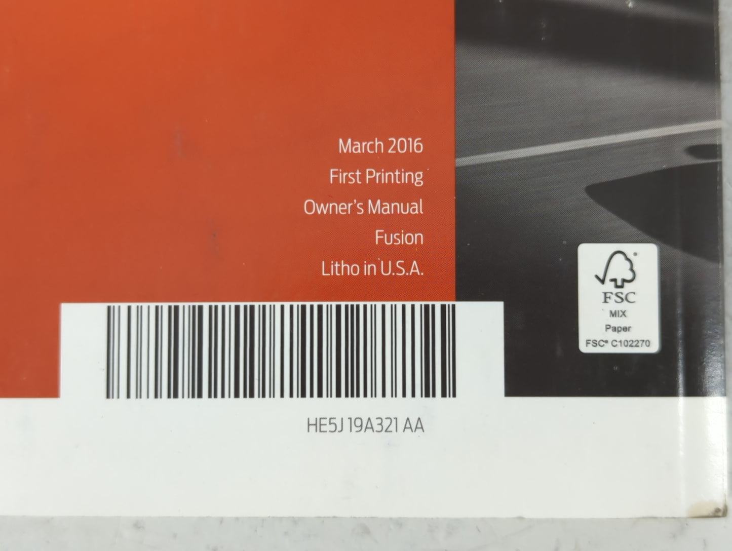 2017 Ford Fusion Owners Manual Book Guide P/N:HE5J19A321AA OEM Used Auto Parts - Oemusedautoparts1.com