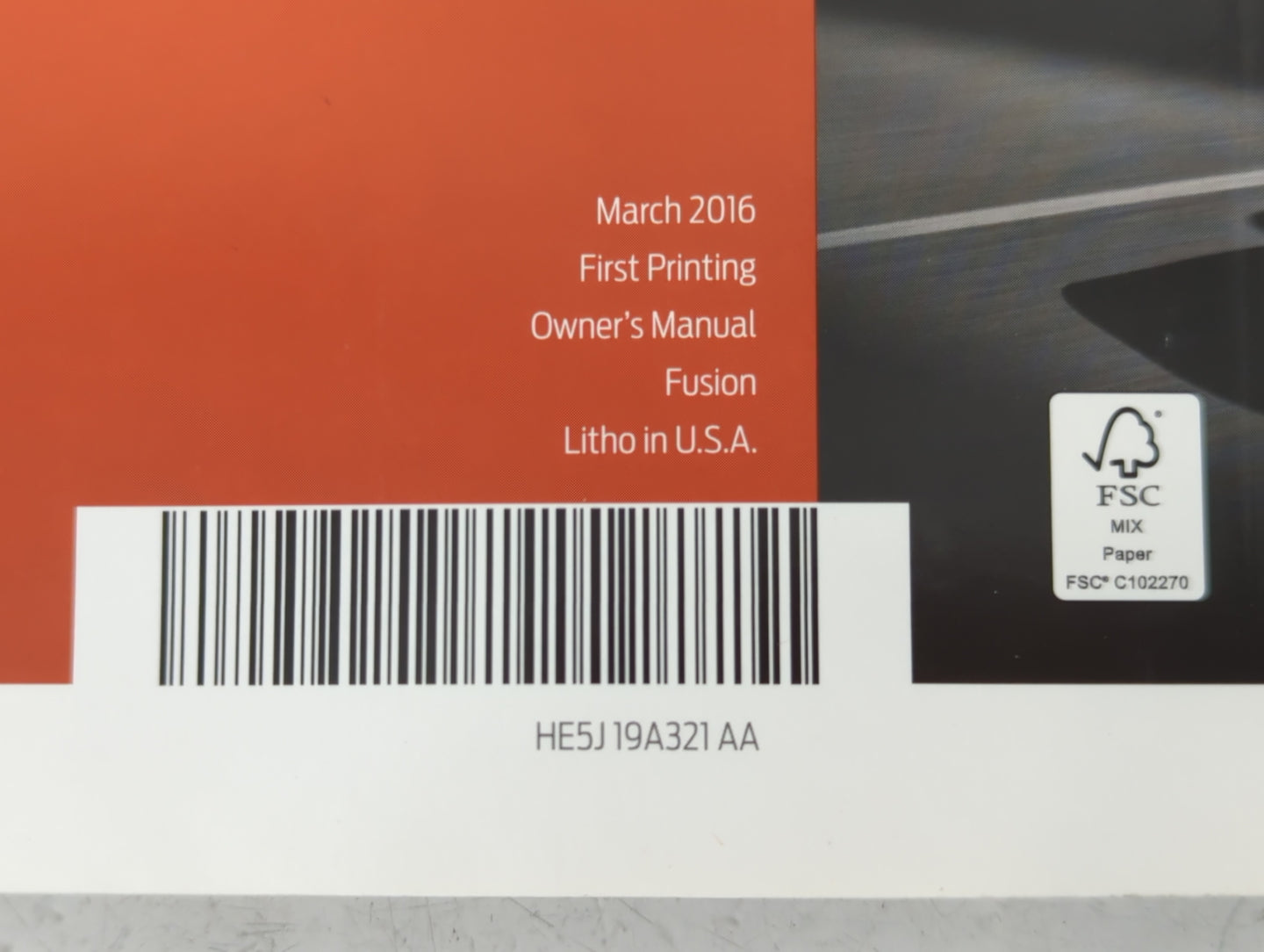 2017 Ford Fusion Owners Manual Book Guide P/N:HE5J19A321 AA OEM Used Auto Parts - Oemusedautoparts1.com
