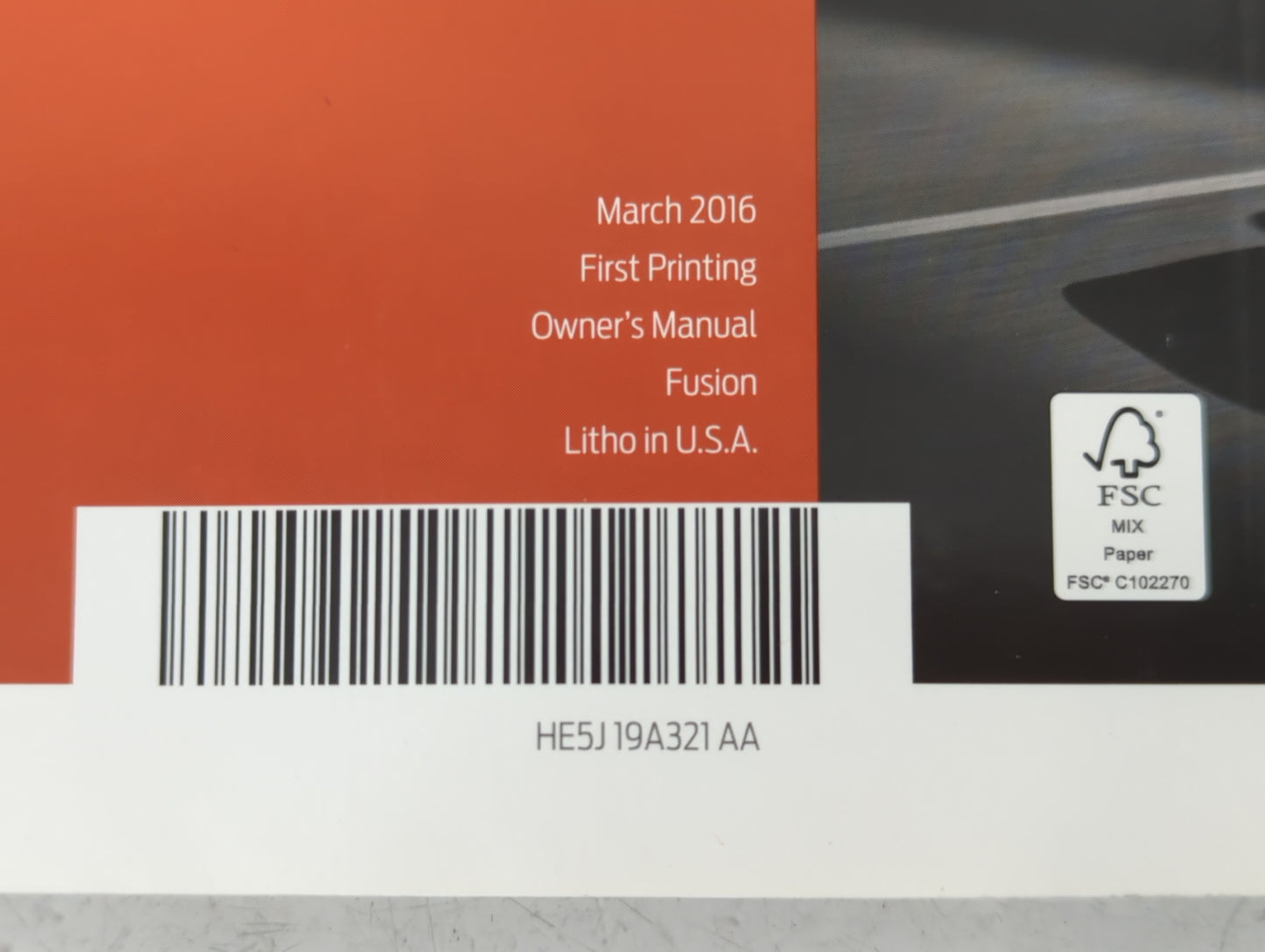 2017 Ford Fusion Owners Manual Book Guide P/N:HE5J19A321 AA OEM Used Auto Parts - Oemusedautoparts1.com