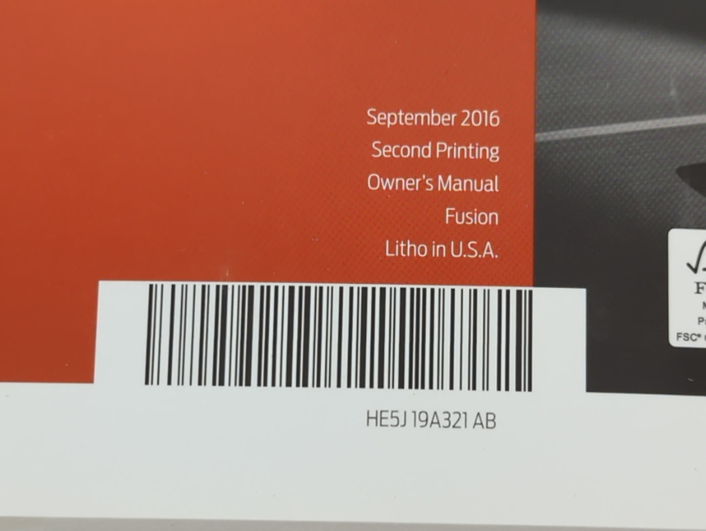2017 Ford Fusion Owners Manual Book Guide P/N:HE5J 19A321 AB OEM Used Auto Parts - Oemusedautoparts1.com