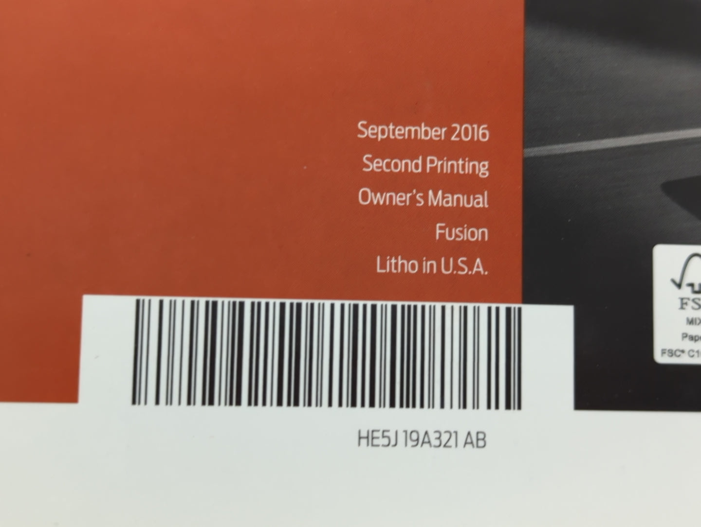 2017 Ford Fusion Owners Manual Book Guide P/N:HE5J 19A321 AB OEM Used Auto Parts - Oemusedautoparts1.com