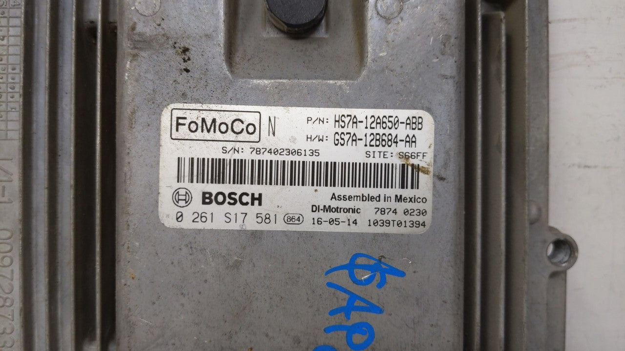 2014-2016 Ford Fusion PCM Engine Control Computer ECU ECM PCU OEM P/N:ES7A-12A650-AL HS7A-12A650-ABB Fits Fits 2014 2015 201