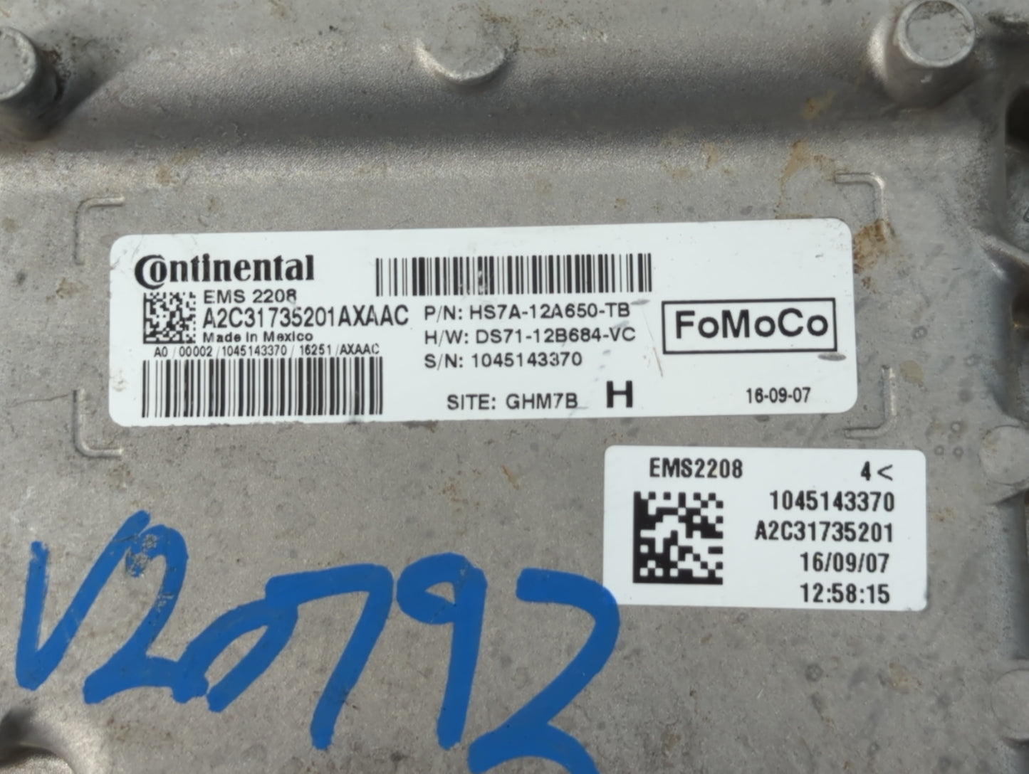 2017-2020 Ford Fusion PCM Engine Control Computer ECU ECM PCU OEM P/N:HS7A-12A650-TB Fits Fits 2017 2018 2019 2020 OEM Used 