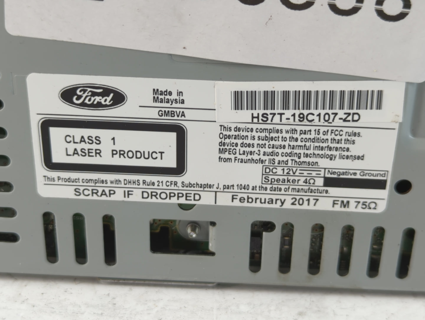 2017-2020 Ford Fusion Radio AM FM Cd Player Receiver Replacement P/N:HS7T-19C107-ZD Fits Fits 2017 2018 2019 2020 OEM Used A