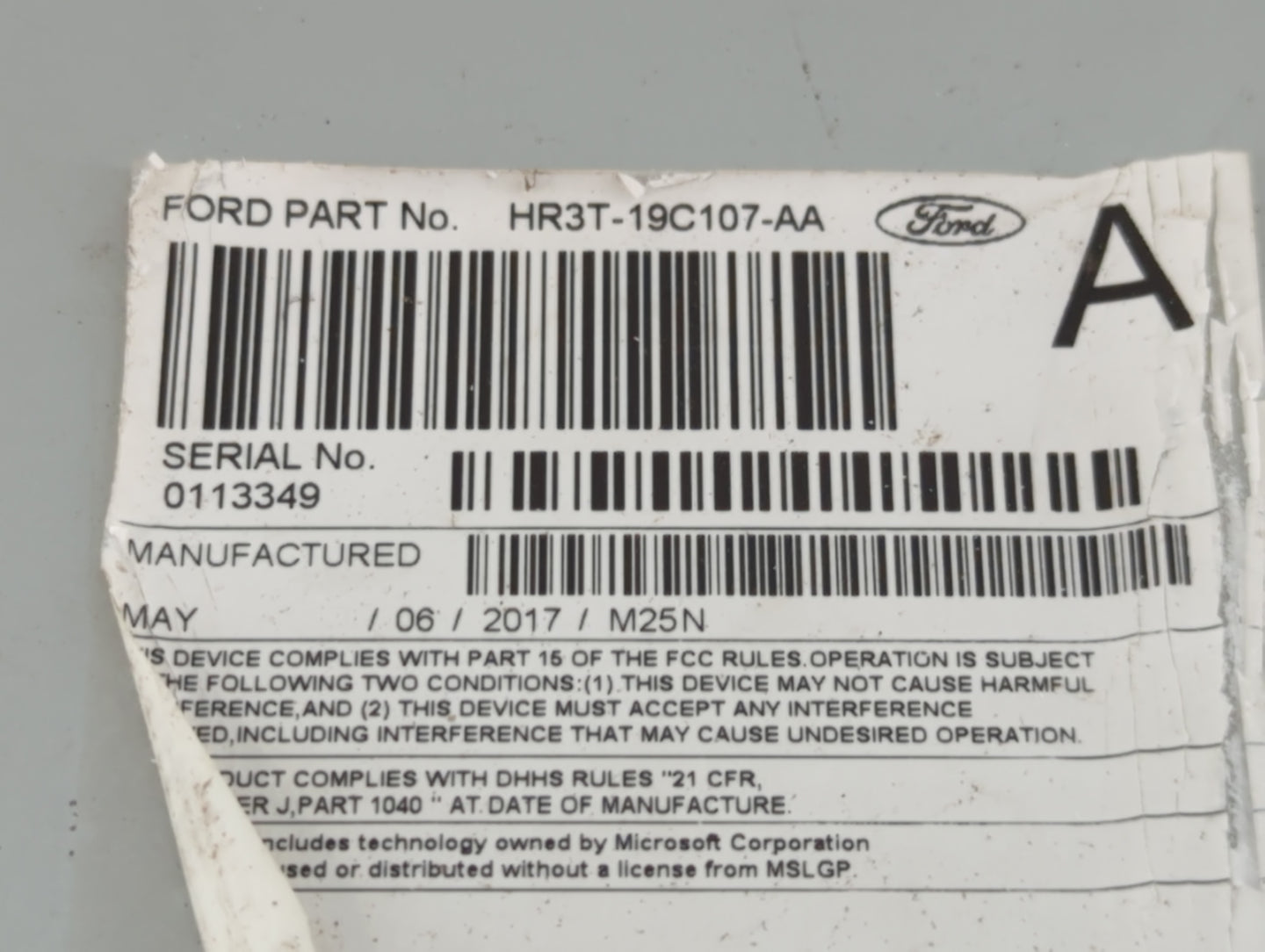 2017-2022 Ford Mustang Radio AM FM Cd Player Receiver Replacement P/N:HR3T-19C107-AA Fits Fits 2017 2018 2019 2020 2021 2022