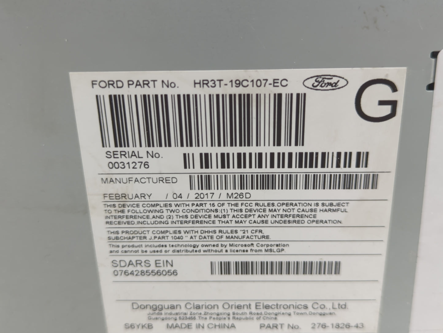 2017 Ford Mustang Radio AM FM Cd Player Receiver Replacement P/N:HR3T-19C107-EC Fits OEM Used Auto Parts - Oemusedautoparts1
