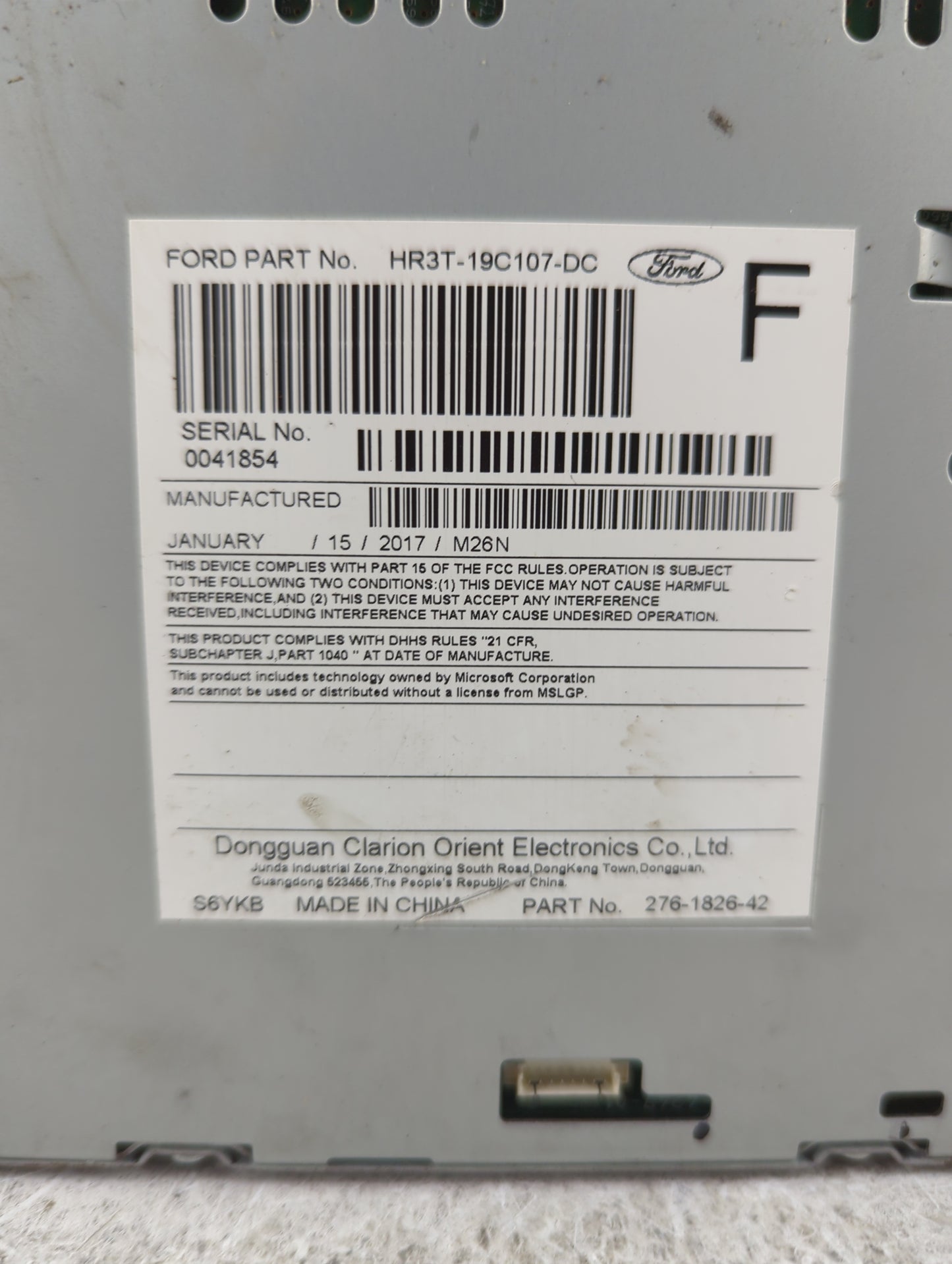 2017-2018 Ford Mustang Radio AM FM Cd Player Receiver Replacement P/N:HR3T-19C107-DC 276-1826-42 Fits Fits 2017 2018 OEM Use