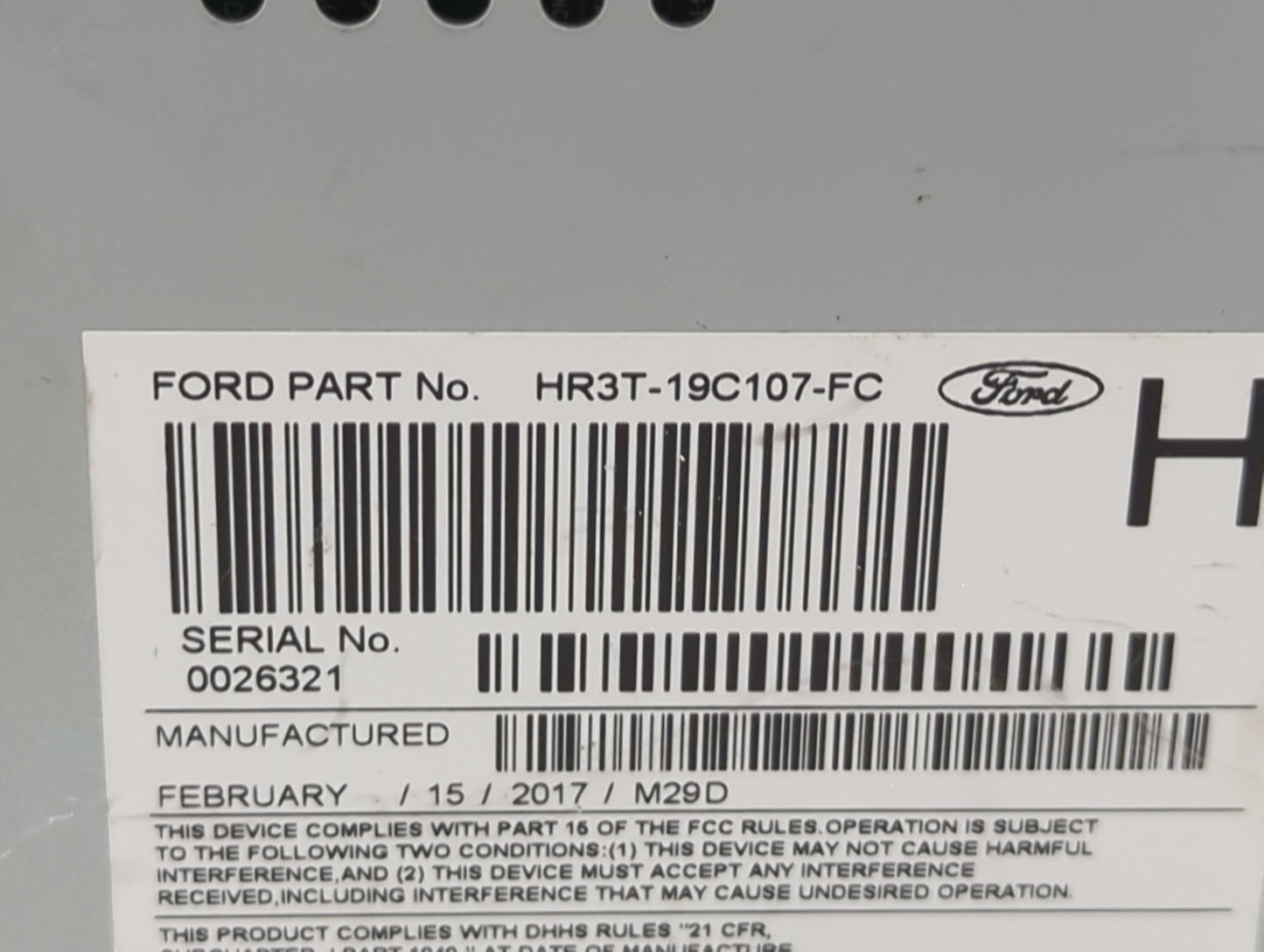 2017-2022 Ford Mustang Radio AM FM Cd Player Receiver Replacement P/N:HR3T-19C107-FC Fits Fits 2017 2018 2019 2020 2021 2022