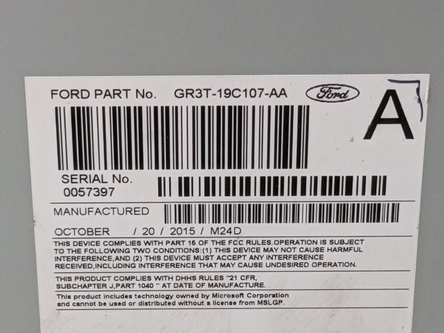 2016 Ford Mustang Radio AM FM Cd Player Receiver Replacement P/N:GR3T-19C107-AA PU-3606S-C, 276-1532-71 Fits OEM Used Auto P