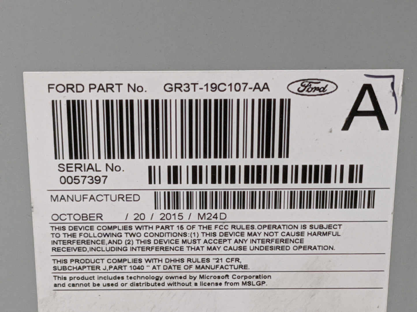 2016 Ford Mustang Radio AM FM Cd Player Receiver Replacement P/N:GR3T-19C107-AA PU-3606S-C, 276-1532-71 Fits OEM Used Auto P