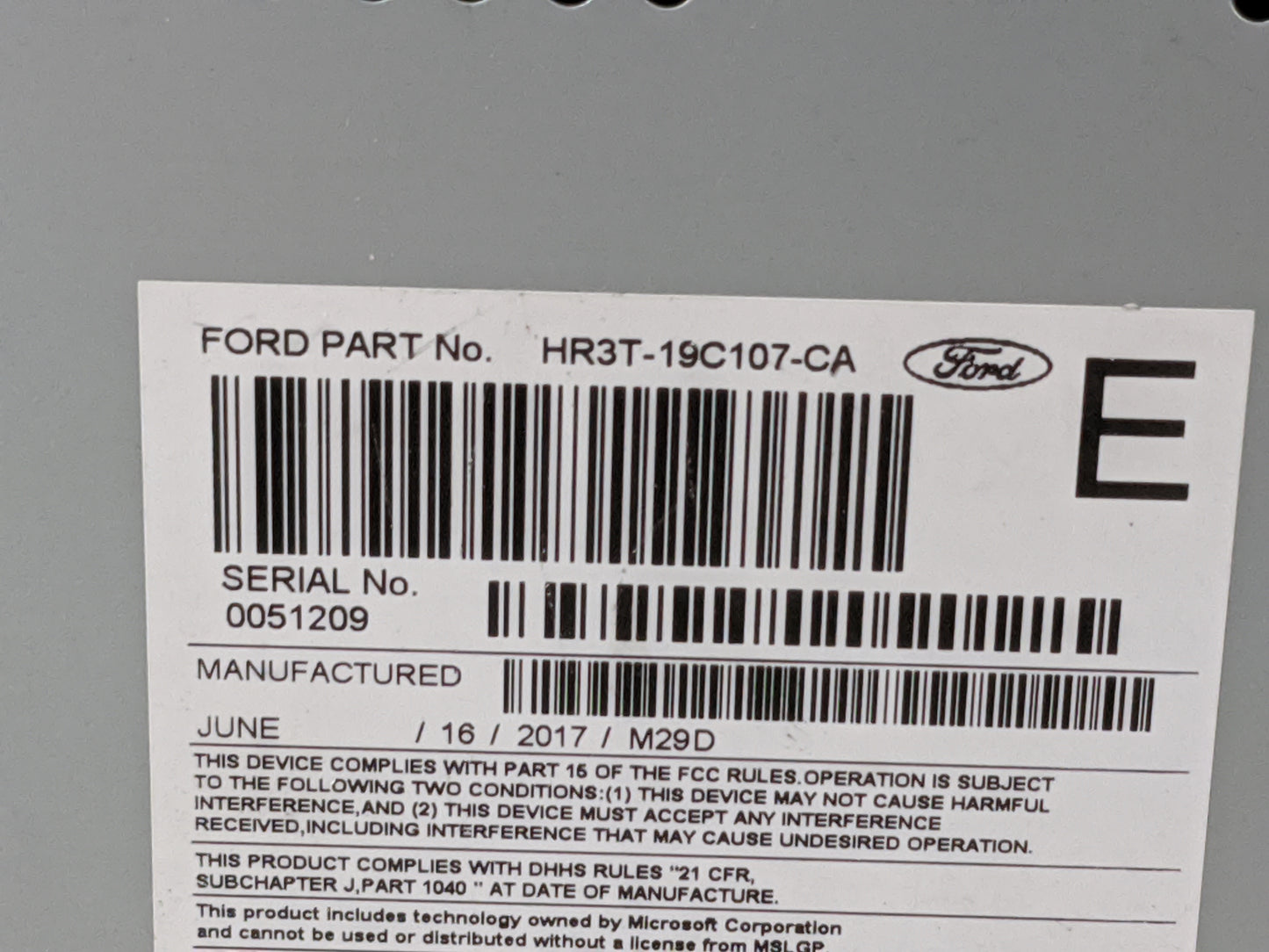 2017-2018 Ford Mustang Radio AM FM Cd Player Receiver Replacement P/N:PU-3608S-E HR3T-19C107-CA, 276-1826-14 Fits Fits 2017 