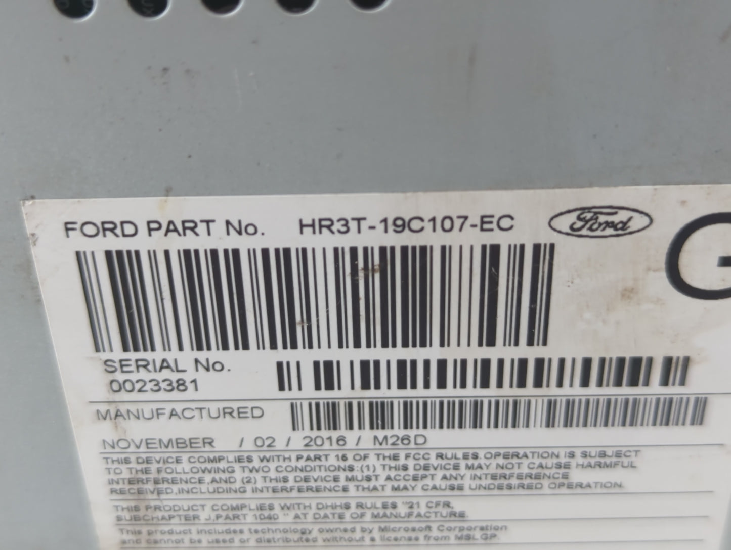 2017-2017 Ford Mustang Am Fm Cd Player Radio Receiver - Oemusedautoparts1.com