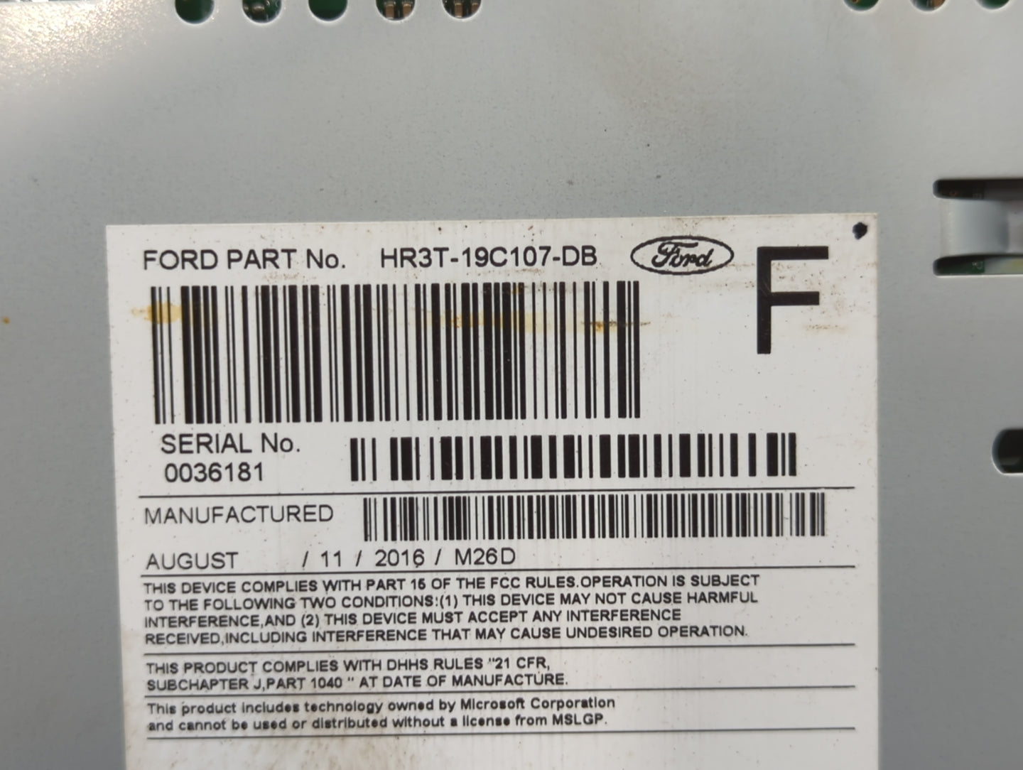 2017 Ford Mustang Radio AM FM Cd Player Receiver Replacement P/N:HR3T-19C107-DB Fits OEM Used Auto Parts - Oemusedautoparts1