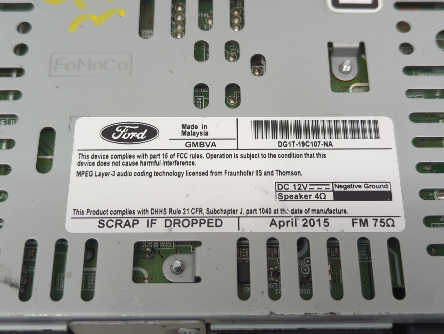 2017-2019 Ford Taurus Radio AM FM Cd Player Receiver Replacement P/N:DG1T-19C107-NA Fits Fits 2017 2018 2019 OEM Used Auto P