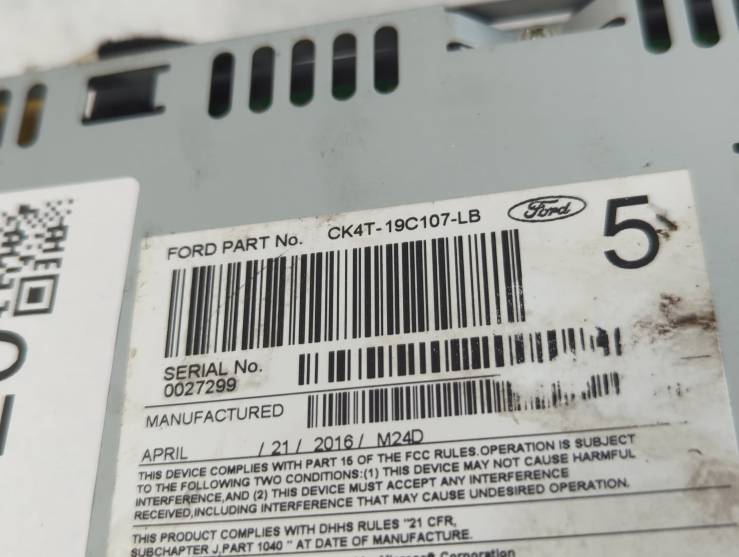 2016-2017 Ford Transit Radio AM FM Cd Player Receiver Replacement P/N:CK4T-19C107-LB Fits Fits 2016 2017 OEM Used Auto Parts