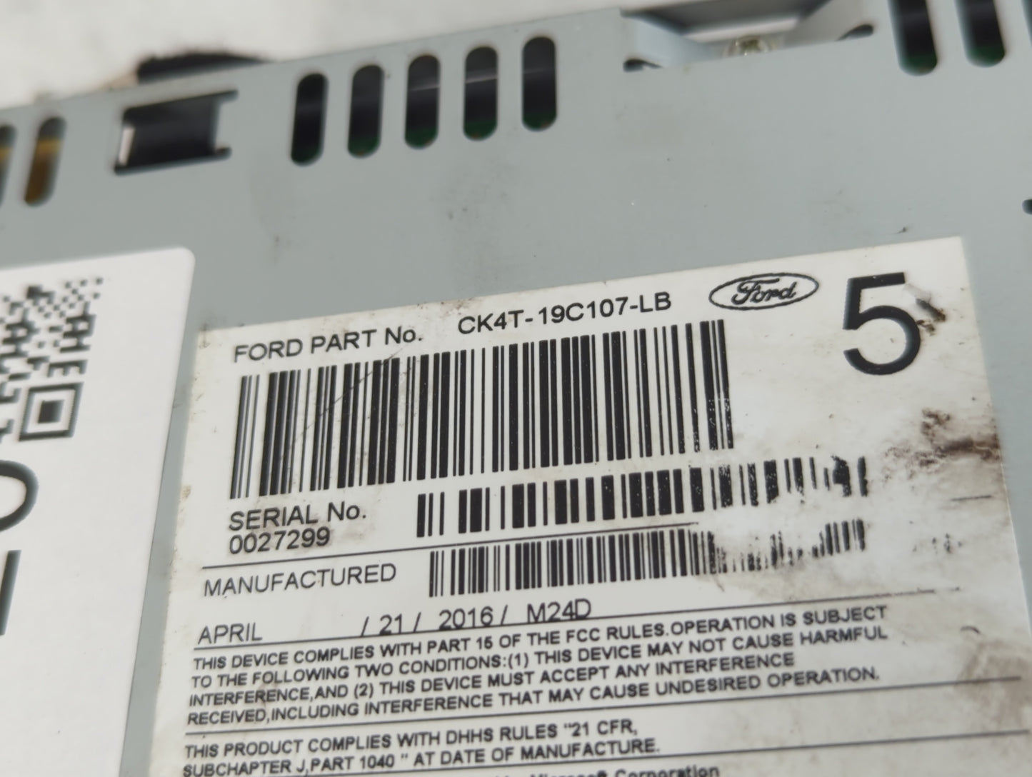 2016-2017 Ford Transit Radio AM FM Cd Player Receiver Replacement P/N:CK4T-19C107-LB Fits Fits 2016 2017 OEM Used Auto Parts