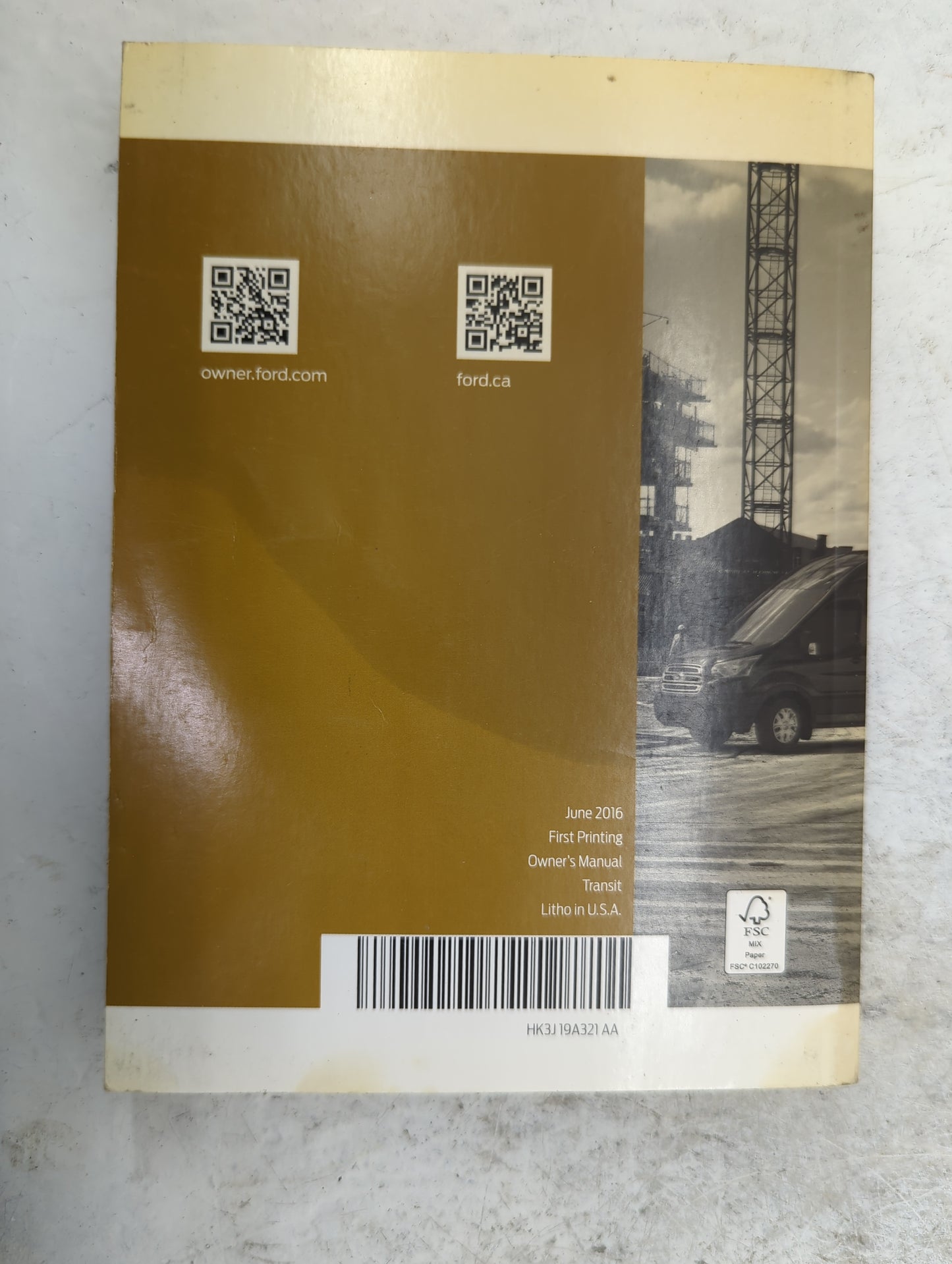 2017 Ford Transit Owners Manual Book Guide P/N:HK3J19A321AA HW7J19T201BA OEM Used Auto Parts - Oemusedautoparts1.com
