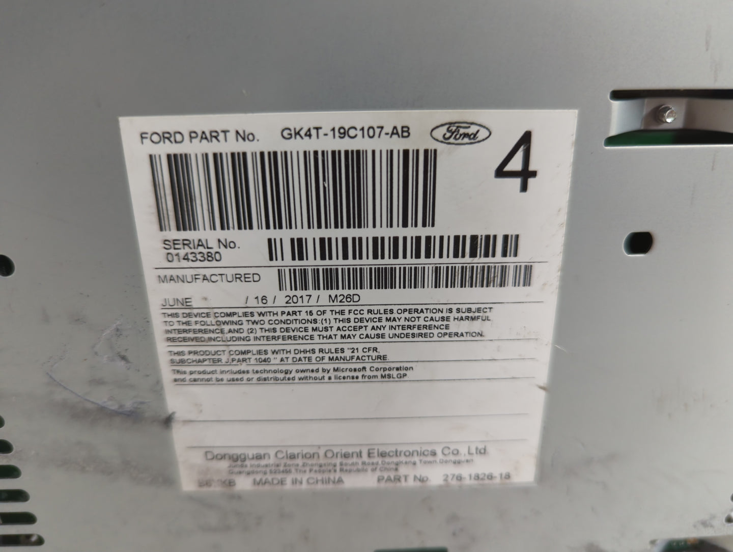 2017-2019 Ford Transit-250 Radio AM FM Cd Player Receiver Replacement P/N:GK4T-19C107-AB Fits Fits 2017 2018 2019 OEM Used A