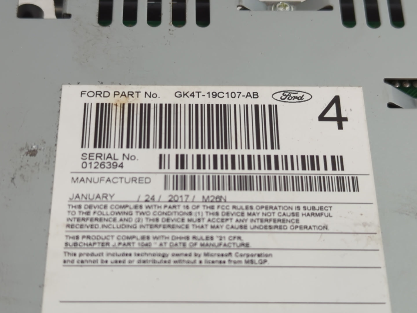 2017-2019 Ford Transit-250 Radio AM FM Cd Player Receiver Replacement P/N:GK4T-19C107-AB Fits Fits 2017 2018 2019 OEM Used A