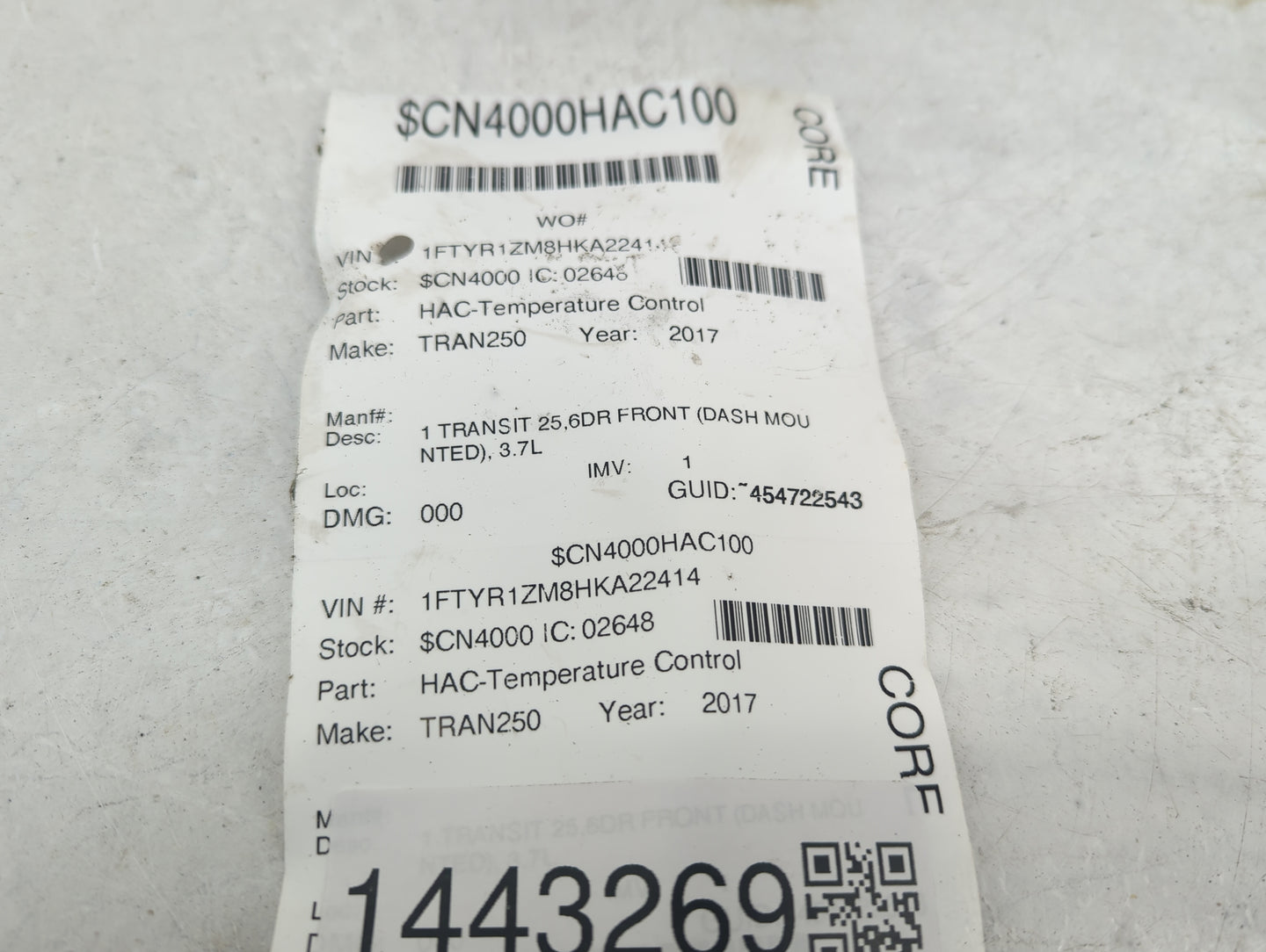 2017 Ford Transit 250 Climate Control Module Temperature AC/Heater Replacement Fits Fits 2015 2016 2018 2019 OEM Used Auto P
