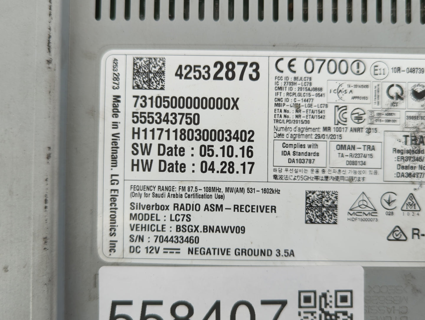 2017 Gmc Canyon Radio AM FM Cd Player Receiver Replacement P/N:42532873 Fits Fits 2018 2019 OEM Used Auto Parts - Oemusedaut