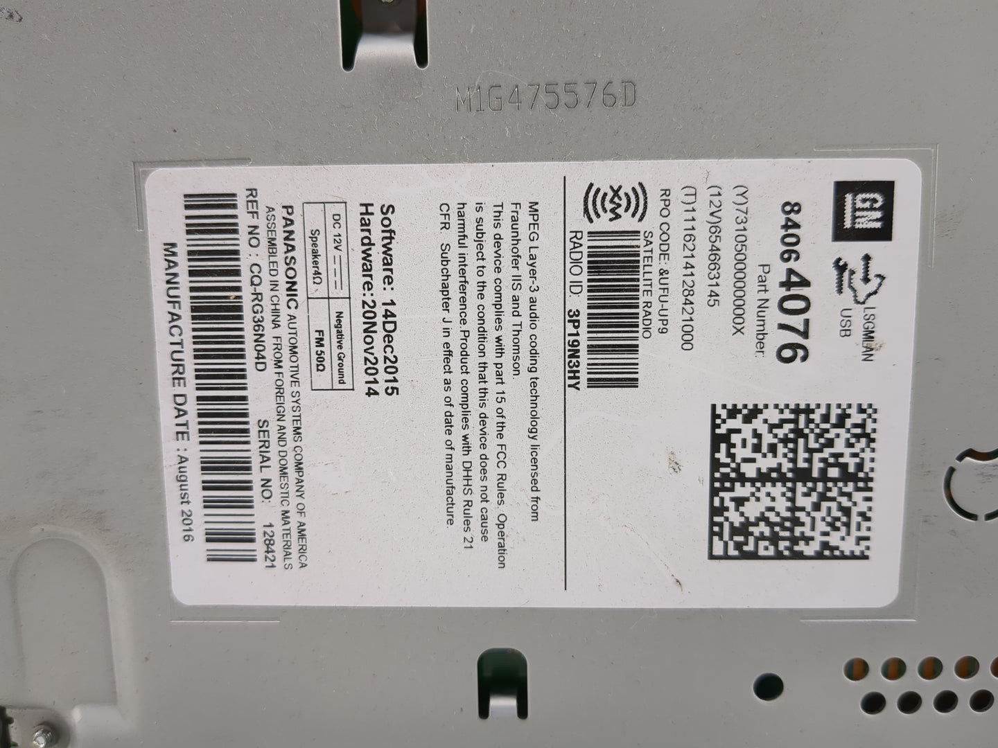 2016-2017 Gmc Terrain Radio AM FM Cd Player Receiver Replacement P/N:84064076 Fits Fits 2016 2017 OEM Used Auto Parts - Oemu