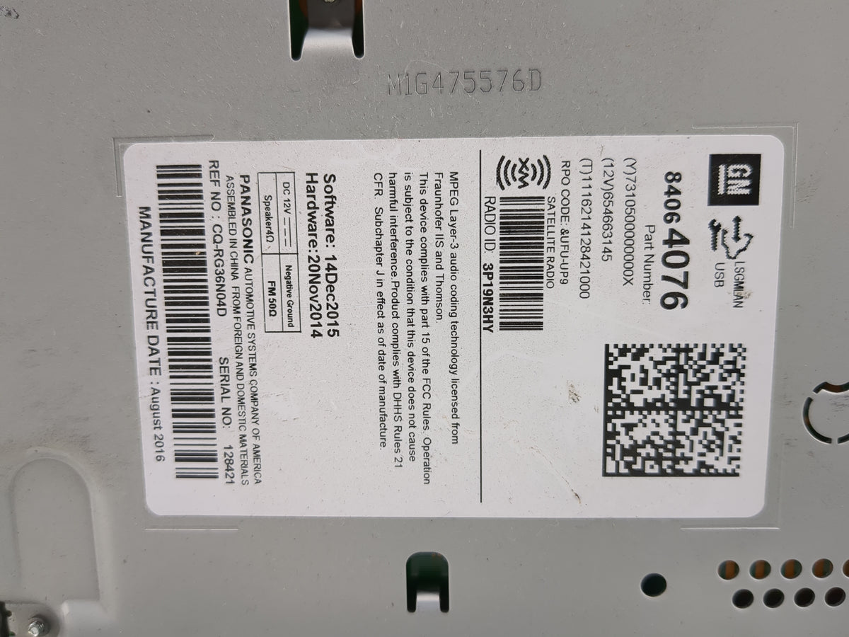 2016-2017 Gmc Terrain Radio AM FM Cd Player Receiver Replacement P/N:84064076 Fits 2016 2017 OEM Used Auto Parts - Oemusedau