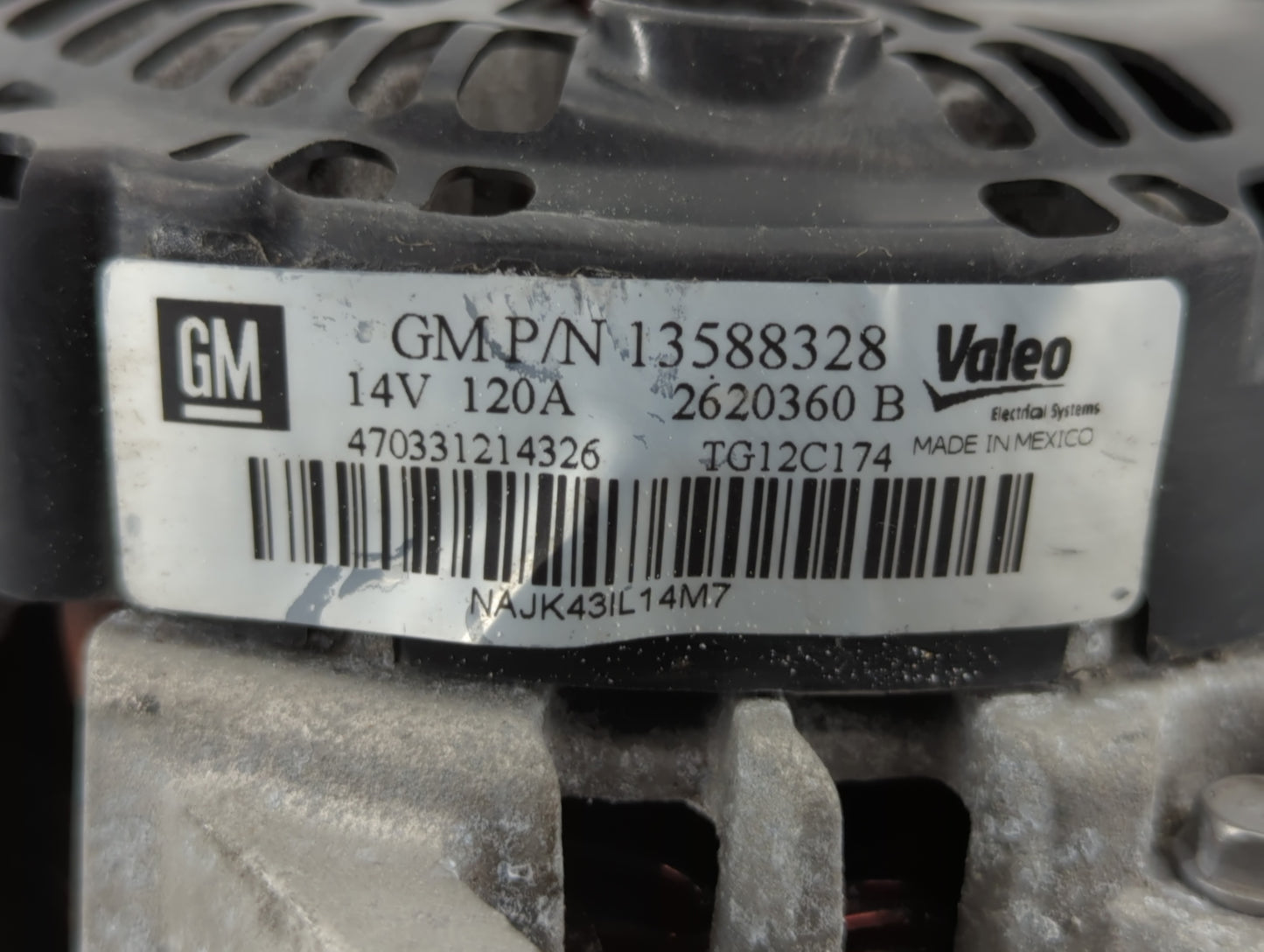 2010-2017 Gmc Terrain Alternator Replacement Generator Charging Assembly Engine OEM P/N:13588328 Fits OEM Used Auto Parts - 