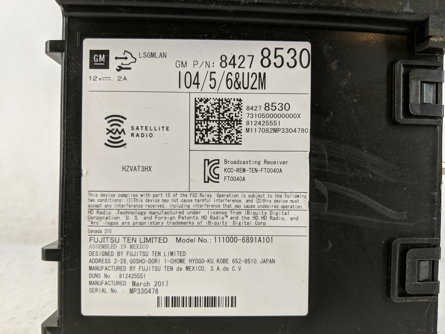 2017 Gmc Yukon Xl Radio AM FM Cd Player Receiver Replacement P/N:84222871 Fits Fits 2016 2018 2019 2020 OEM Used Auto Parts 