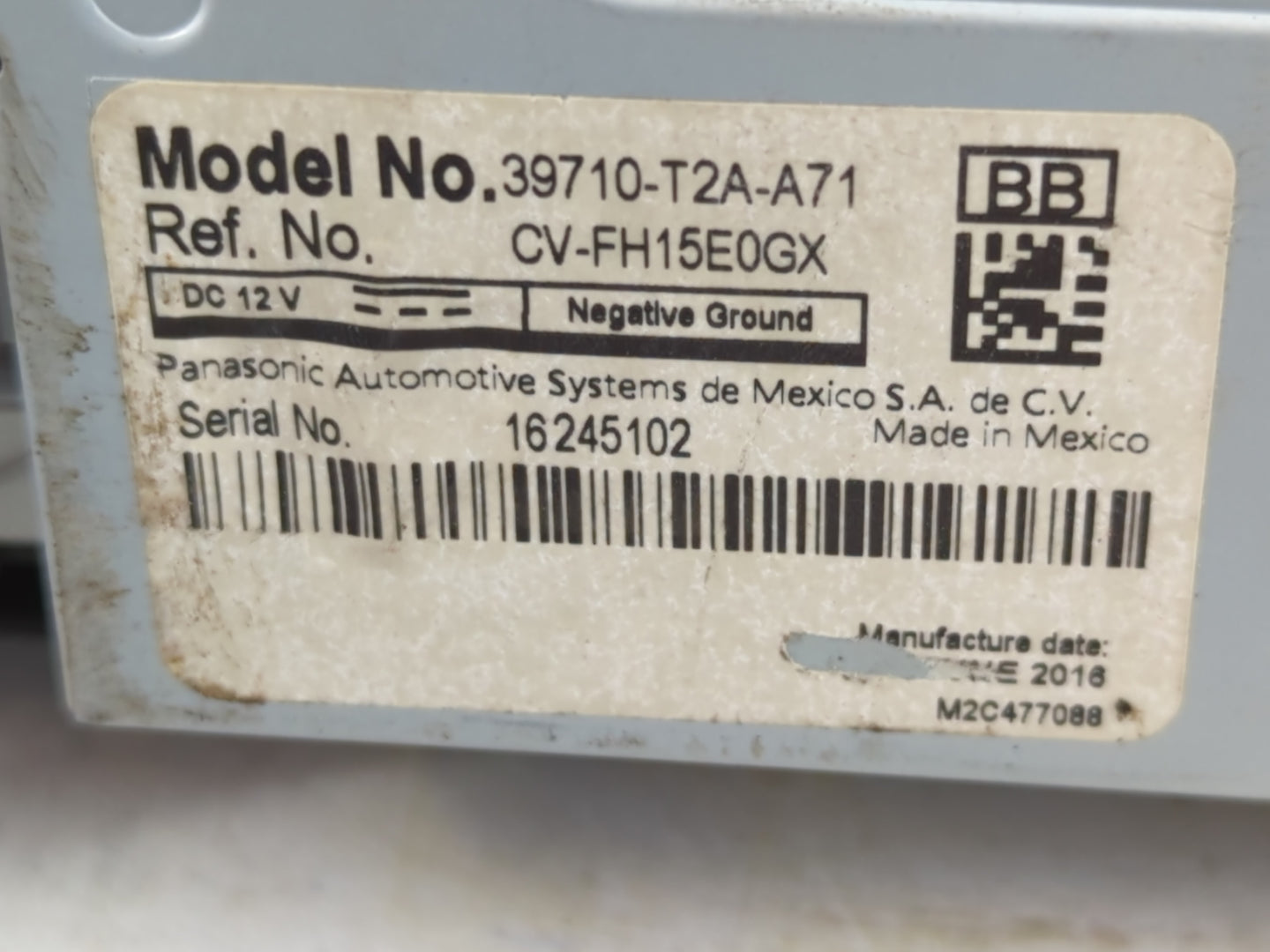 2016-2017 Honda Accord Instrument Cluster Speedometer Gauges P/N:39710-T2A-A71 Fits Fits 2016 2017 OEM Used Auto Parts - Oem