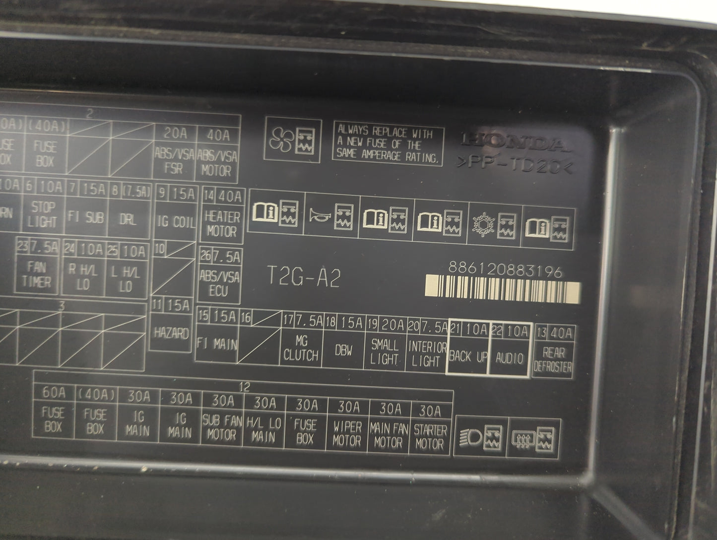 2016-2017 Honda Accord Fusebox Fuse Box Panel Relay Module Fits Fits 2016 2017 OEM Used Auto Parts - Oemusedautoparts1.com