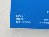 2017 Honda Civic Owners Manual Book Guide P/N:00X31-TGG-G002 OEM Used Auto Parts - Oemusedautoparts1.com