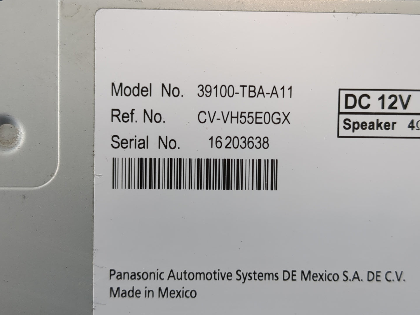 2016-2017 Honda Civic Radio AM FM Cd Player Receiver Replacement P/N:39100-TBA-A11 Fits Fits 2016 2017 OEM Used Auto Parts -